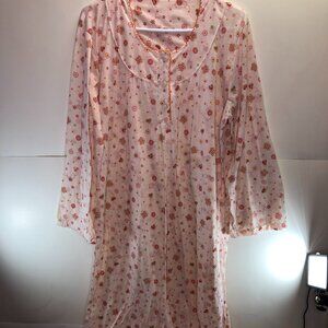 Vintage 70's Butterfly Pink Night Gown Size L